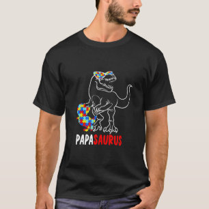 Papasaurus Dinosaur T Rex Papa Saurus Autism Aware T-Shirt