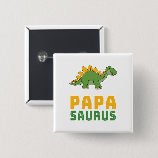 Papasaurus Dinosaurier Stegosaurus Vatertag Button (Vorne & Hinten)