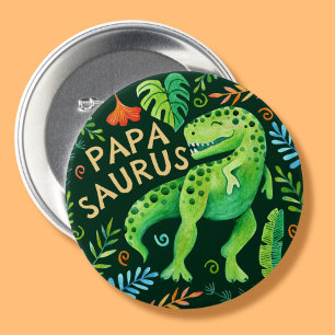 Papasaurus Dinosaurier-Vater des Geburtstagsjungen Button