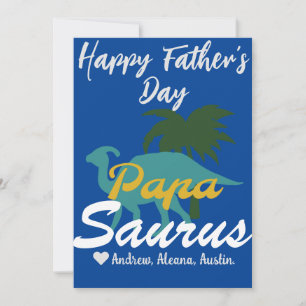 Papasaurus Einfache Chic Names Personalisiert Cust Feiertagskarte