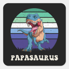 Papasaurus Funny Dinosaur über die Schwulenflagge Quadratischer Aufkleber