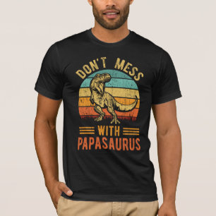 Papasaurus Retro Vintage T Rex Papa Saurus Herren T-Shirt