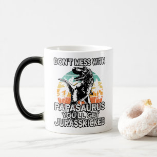 Papasaurus Retro Vintage T Rex Papa Saurus Männer Verwandlungstasse