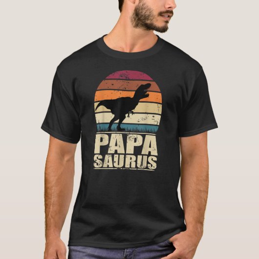 Papasaurus Rex Dino Daddy Family Vater Dinosaur T-Shirt (Vorderseite)