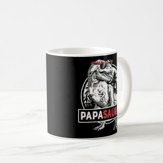 Papasaurus T rex Dinosaur Funny Paprus Saurus Kaffeetasse (VorderseiteRechts)