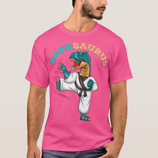 Papasaurus Trex Dinosaur Funny Paprus Karate T-Shirt (Vorderseite)