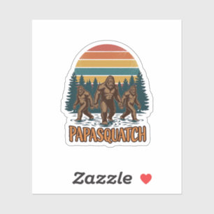 Papasquatch Bigfoot Vintage Sonnenuntergang Vektor Aufkleber