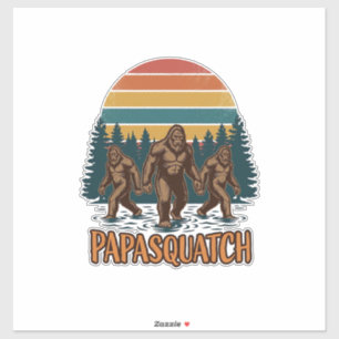 Papasquatch Bigfoot Vintage Sonnenuntergang Vektor Aufkleber