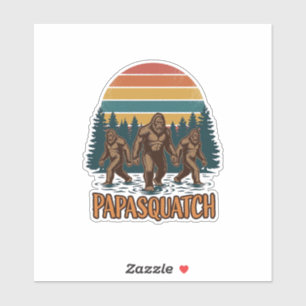 Papasquatch Bigfoot Vintage Sonnenuntergang Vektor Aufkleber
