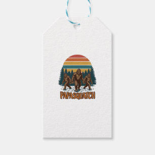 Papasquatch Bigfoot Vintage Sonnenuntergang Vektor Geschenkanhänger