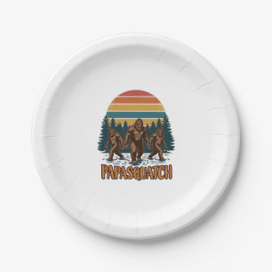 Papasquatch Bigfoot Vintage Sonnenuntergang Vektor Pappteller