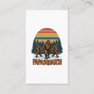 Papasquatch Bigfoot Vintage Sonnenuntergang Vektor Visitenkarte