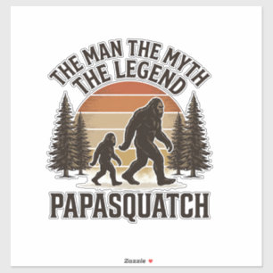 Papasquatch Vintage Bigfoot Dad Shirt Design_1 Aufkleber