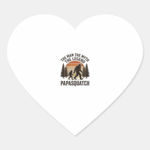 Papasquatch Vintage Bigfoot Dad-Shirt Design_1 Herz-Aufkleber
