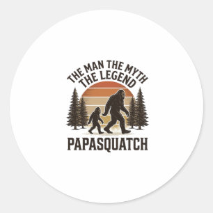 Papasquatch Vintage Bigfoot Dad Shirt Design_1 Runder Aufkleber