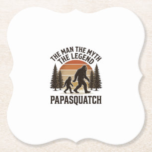 Papasquatch Vintage Bigfoot Dad-Shirt Design_1 Untersetzer