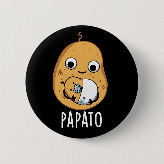 Papato Funny Potato Pun Dark BG Button (Vorderseite)