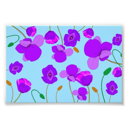 Papaver Poppy Lilac auf blassblauem Hintergrund Fotodruck (Vorne)