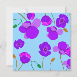 Papaver Poppy Lilac auf blassblauem Hintergrund Karte