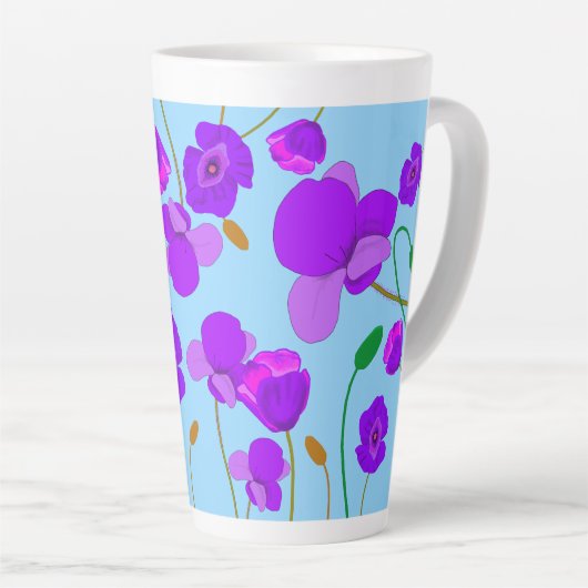 Papaver Poppy Lilac auf blassblauem Hintergrund Milchtasse (Rechte Ecke)