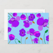 Papaver Poppy Lilac auf blassblauem Hintergrund Postkarte (Vorne/Hinten)