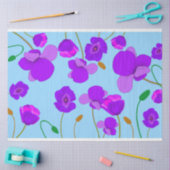 Papaver Poppy Lilac auf blassblauem Hintergrund Seidenpapier (Basteln)