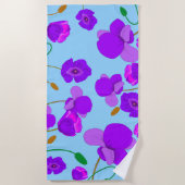 Papaver Poppy Lilac auf blassblauem Hintergrund Strandtuch (Vorderseite)