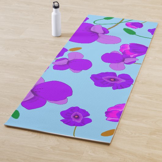 Papaver Poppy Lilac auf blassblauem Hintergrund Yogamatte (Beispiel)