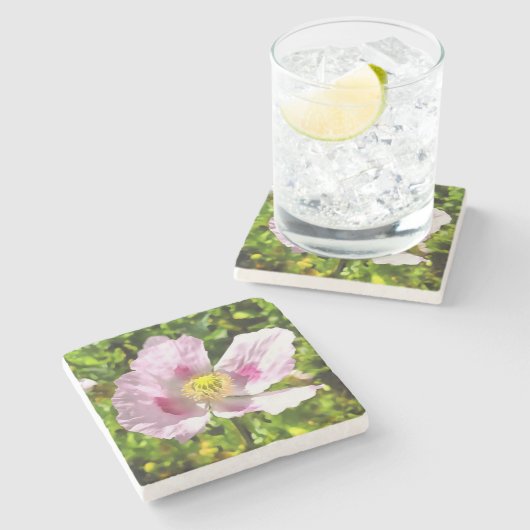 Papaver Somniferum Pink Poppy Art Steinuntersetzer (Seitenansicht)