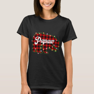 Papaw Bear Buffalo Kariert Red Christmas Light Mat T-Shirt