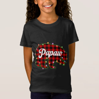 Papaw Bear Buffalo Kariert Red Christmas Light Mat T-Shirt