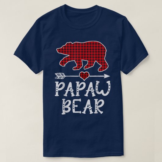 Papaw Bear Funny Pajama Red Kariert1634 T-Shirt (Design vorne)