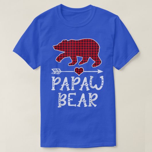 Papaw Bear Funny Pajama Red Kariert 1635 T-Shirt (Design vorne)