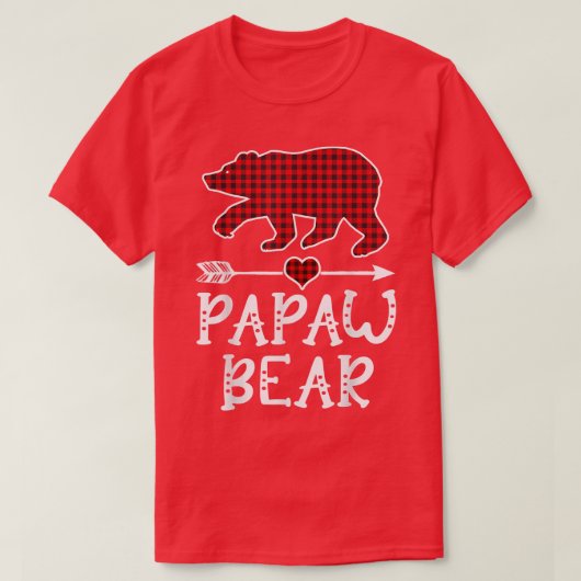 Papaw Bear Funny Pajama Red Kariert T-Shirt (Design vorne)