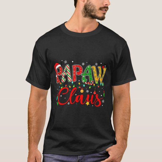 Papaw Claus Christmas Lights Pajama Family Matchin T-Shirt (Vorderseite)
