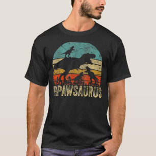 Papaw Dinosaur Papawsaurus 3 Zwei Kinder Weihnacht T-Shirt