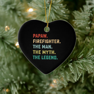 Papaw Firefighter Man Myth Legend Papa Geschenke Keramik Ornament