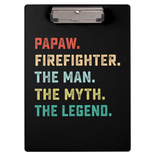 Papaw Firefighter Man Myth Legend Papa Geschenke Klemmbrett (Vorderseite)