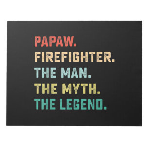 Papaw Firefighter Man Myth Legend Papa Geschenke Notizblock