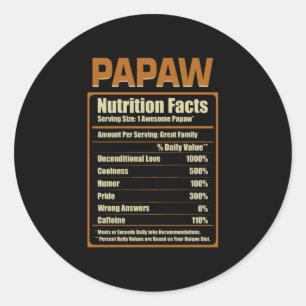 Papaw Nutrition Fakten bedingungslose Liebe Runder Aufkleber