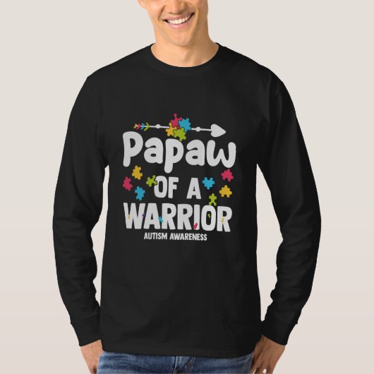 Papaw of a Warriors Autism Family Puzzle Awareness T-Shirt (Vorderseite)