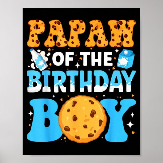 Papaw Of The Birthday Boy Milk And Cookies 1st Bir Poster (Vorne)