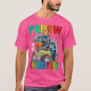 Papaw of the Birthday Boy Monster Truck Dinosaur T-Shirt