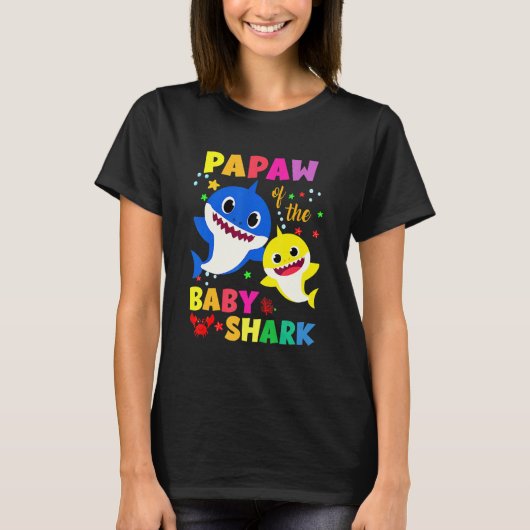 Papaw of the Birthday Shark Vater Mama Matching Fa T-Shirt (Vorderseite)