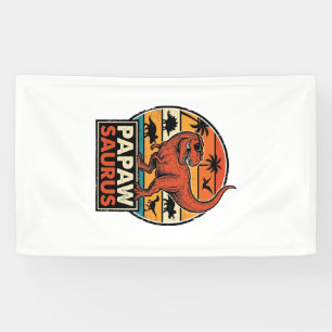 Papawsaurus Retro-Dinosaur-Sonnenuntergangs-Vektor Banner
