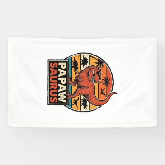 Papawsaurus Retro-Dinosaur-Sonnenuntergangs-Vektor Banner (Horizontal)