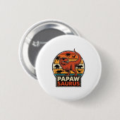 Papawsaurus Retro-Dinosaur-Sonnenuntergangs-Vektor Button (Vorne & Hinten)