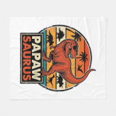 Papawsaurus Retro-Dinosaur-Sonnenuntergangs-Vektor Fleecedecke (Vorderseite (Horizontal))