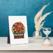 Papawsaurus Retro-Dinosaur-Sonnenuntergangs-Vektor Fotoplatte (Seite)