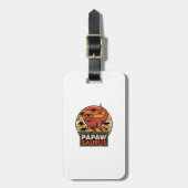 Papawsaurus Retro-Dinosaur-Sonnenuntergangs-Vektor Gepäckanhänger (Vorderseite vertikal)